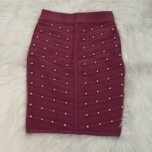 Wow Couture Elegant Burgundy Studded Skirt